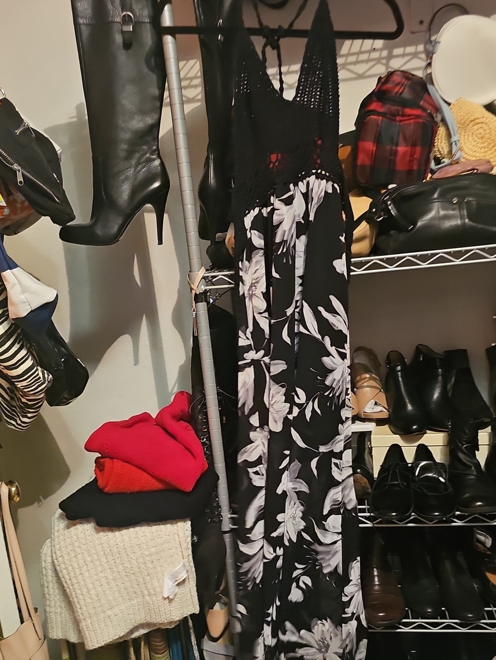 Black Floral Halter Maxi Dress